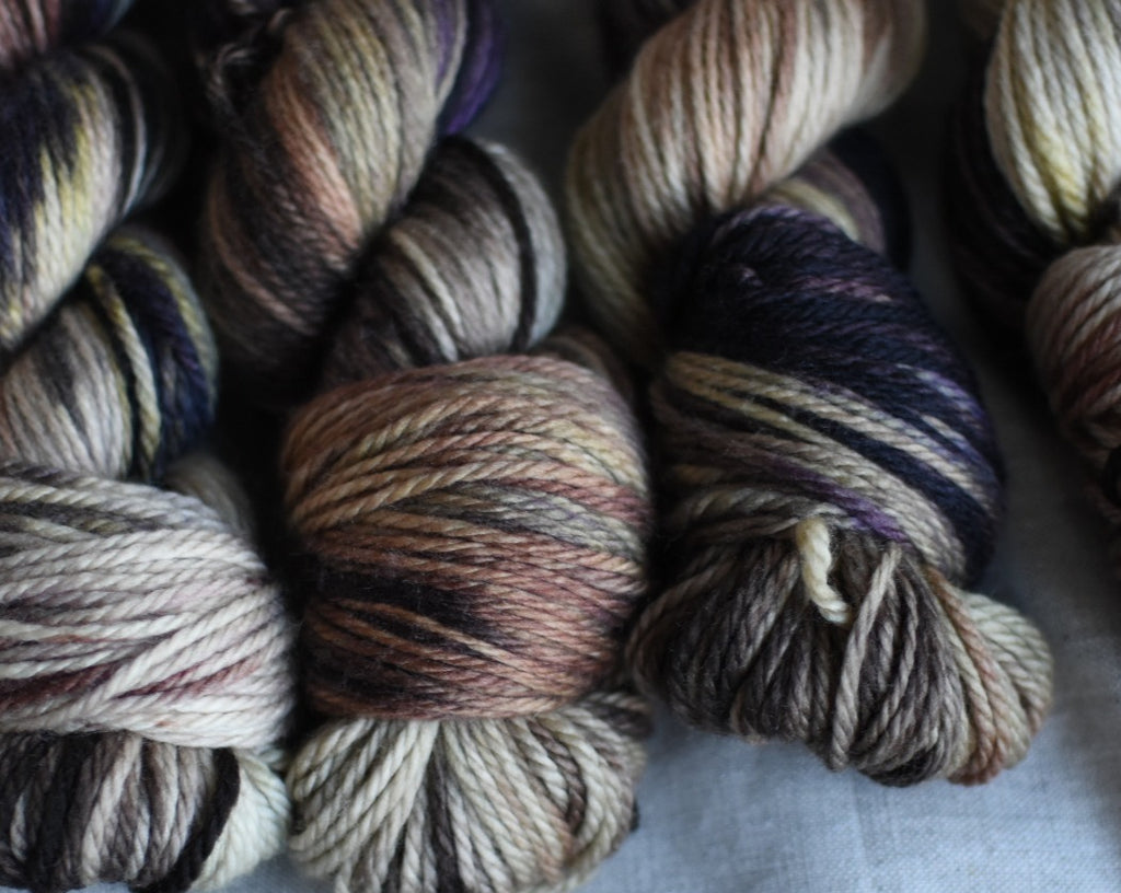 hand dyed yarn merino cashmere mcn aran all the leaves are brown verse yarns