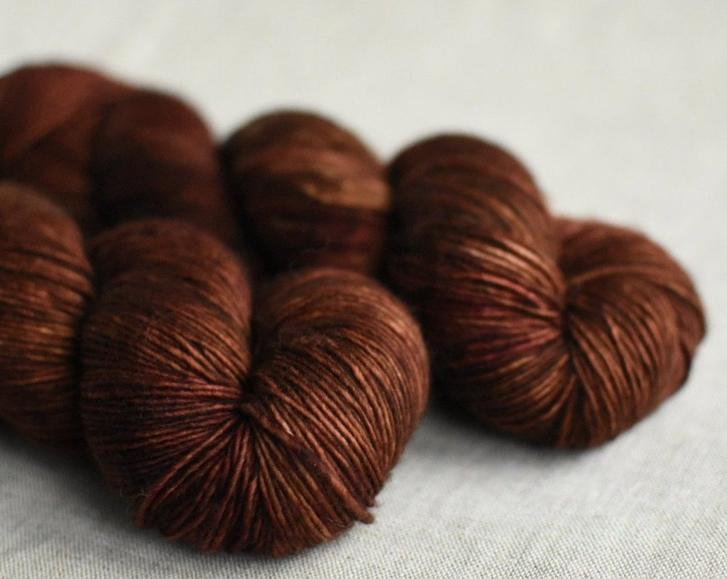 Americano hand dyed yarn merino single ply superwash yarn brown