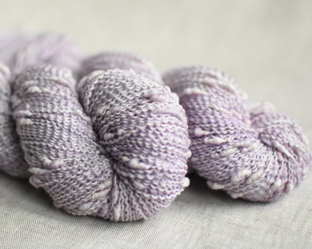 Wisteria Lane hand dyed yarn merino slub purple verse yarns